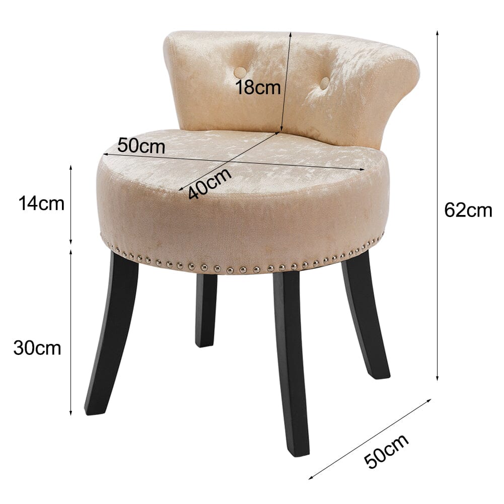 Velvet Upholstery Round Accent Chair Dressing Stool