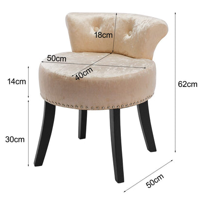 Velvet Upholstery Round Accent Chair Dressing Stool