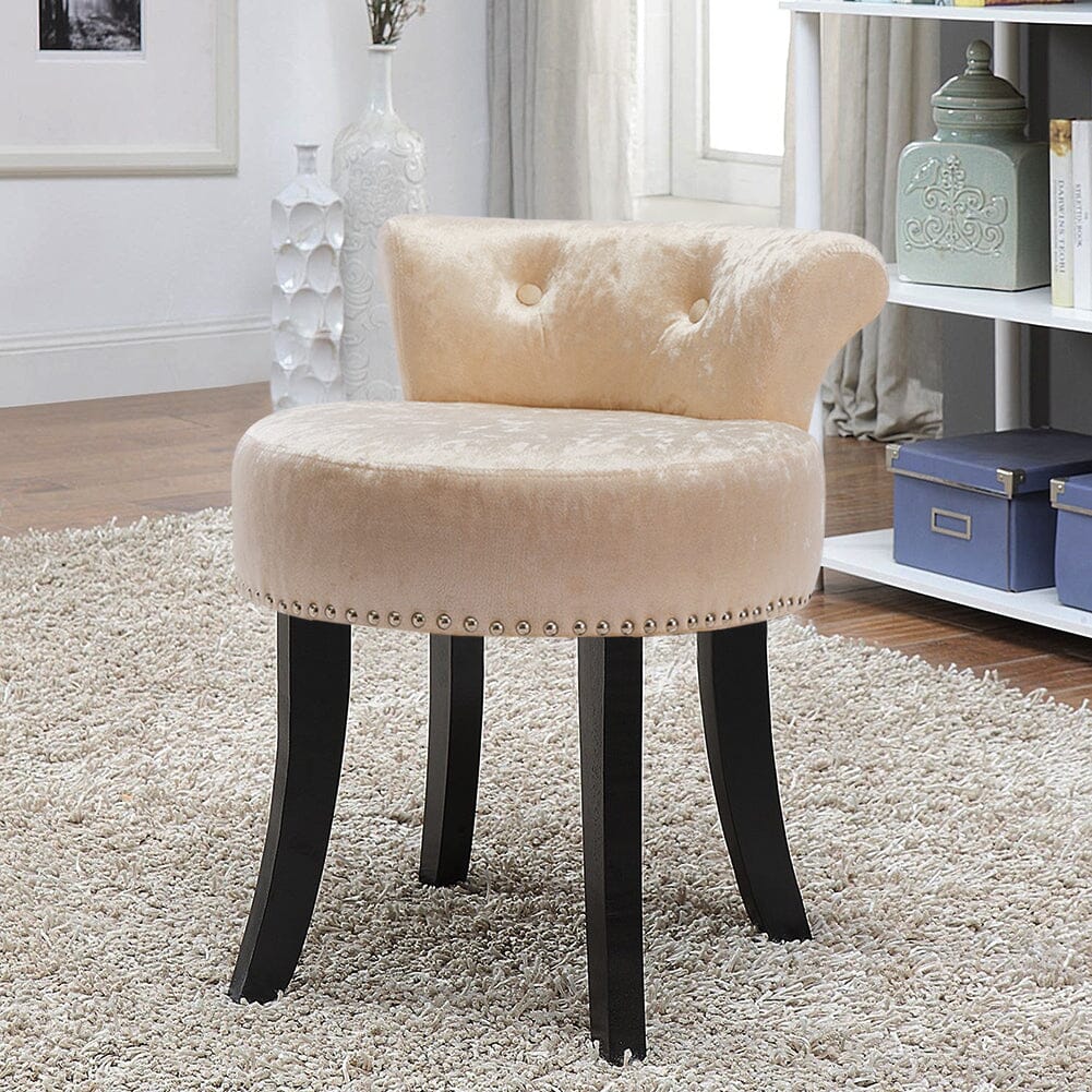 Velvet Upholstery Round Accent Chair Dressing Stool