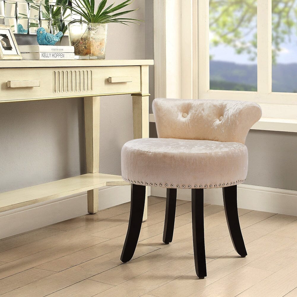 Velvet Upholstery Round Accent Chair Dressing Stool