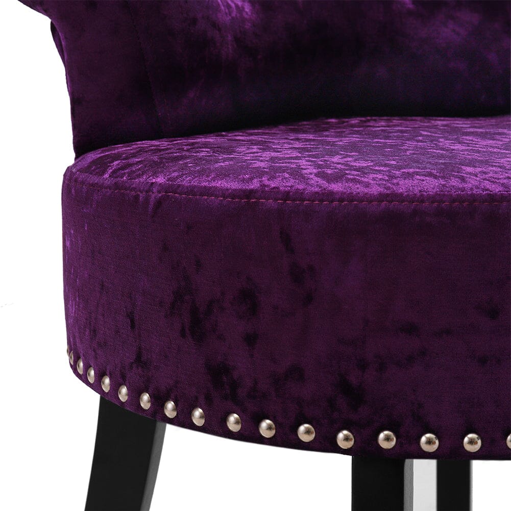 Velvet Upholstery Round Accent Chair Dressing Stool