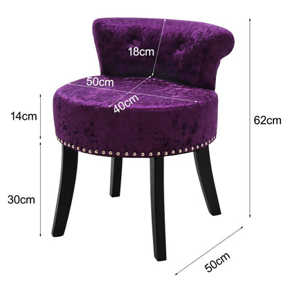 Velvet Upholstery Round Accent Chair Dressing Stool