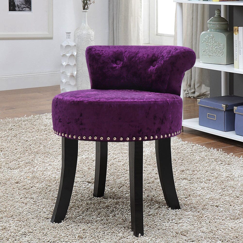 Velvet Upholstery Round Accent Chair Dressing Stool