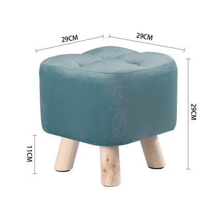 Tufted Velvet Square Footstool with Wooden Legs