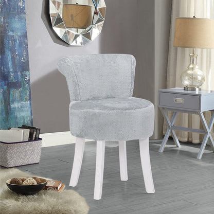 Modern Plush Upholstered Dressing Table Chair with White Legs