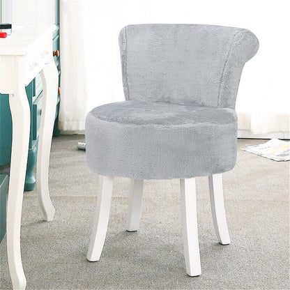 Modern Plush Upholstered Dressing Table Chair with White Legs