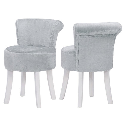 Modern Plush Upholstered Dressing Table Chair with White Legs