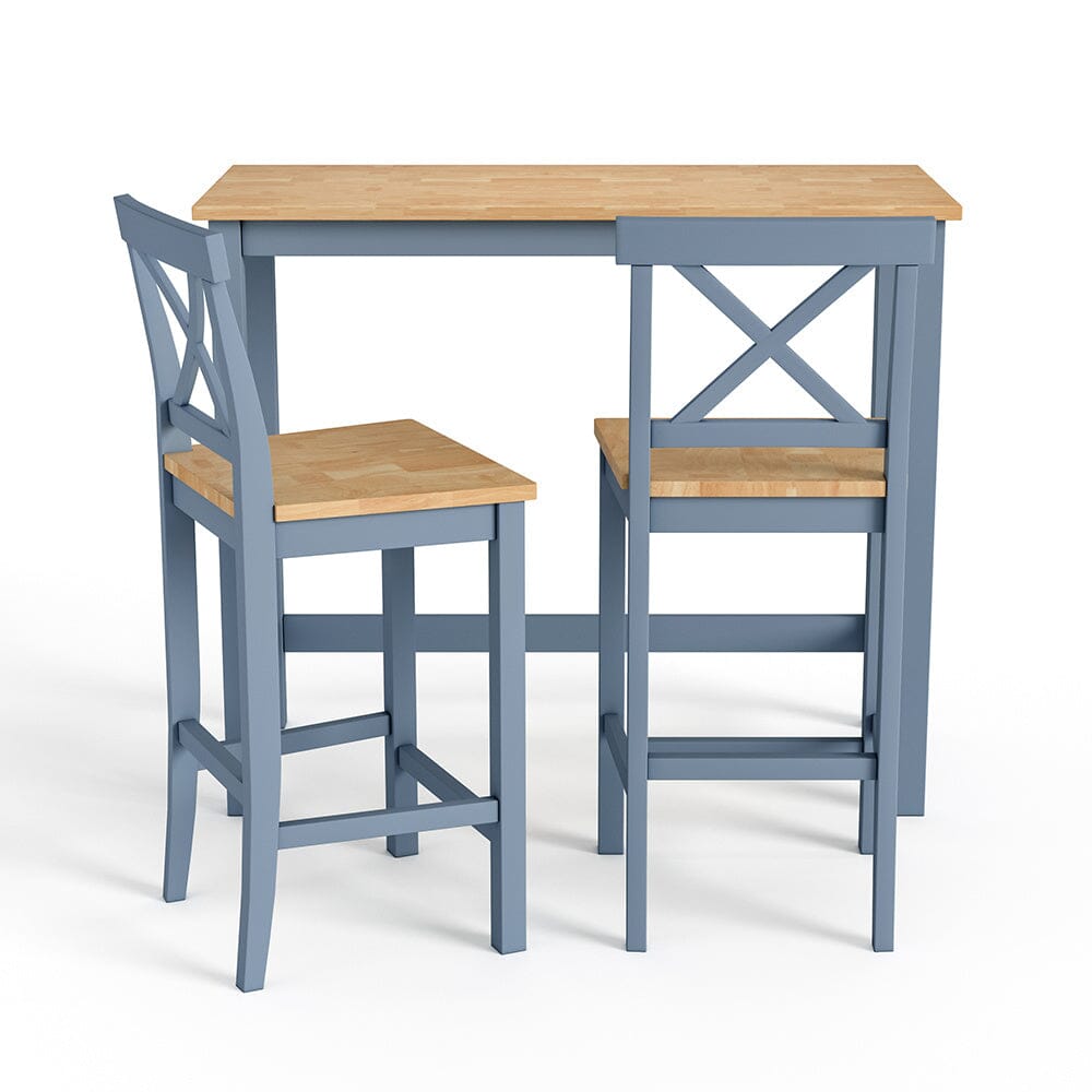 Solid Wood Pine Dining Set with 2 X Shaped Chairs Grey