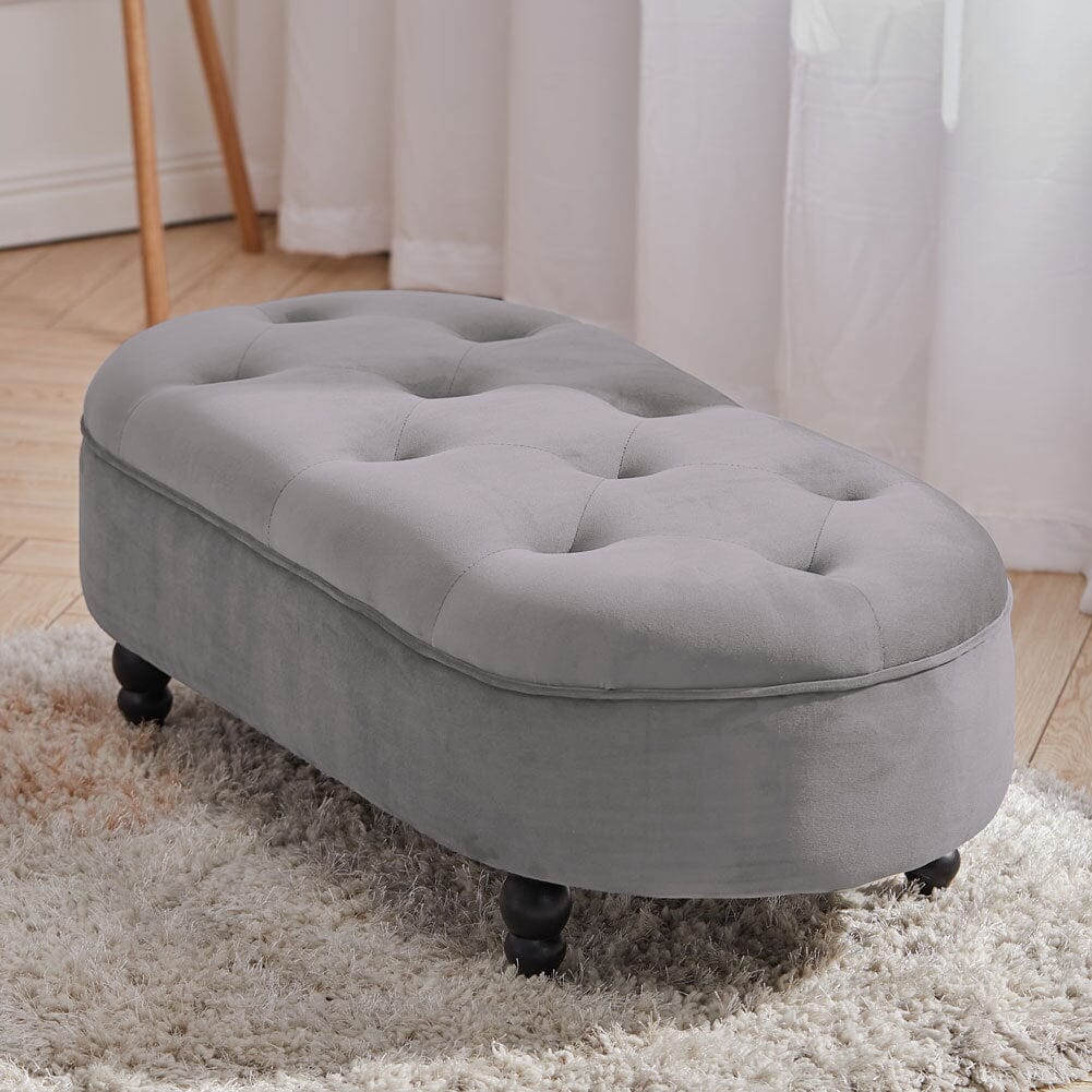 Tufted Oval Cocktail Ottoman Footstool