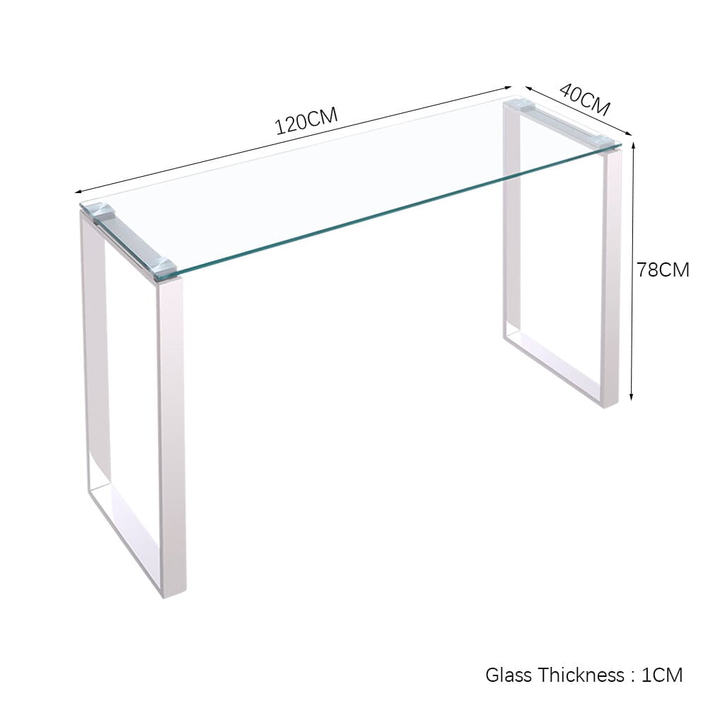 Modern Tempered Glass End Table with Chrome Base