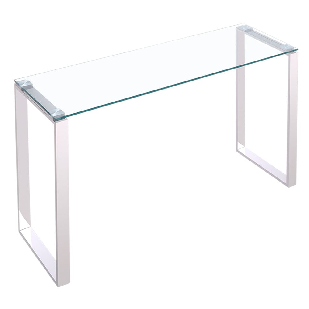 Modern Tempered Glass End Table with Chrome Base