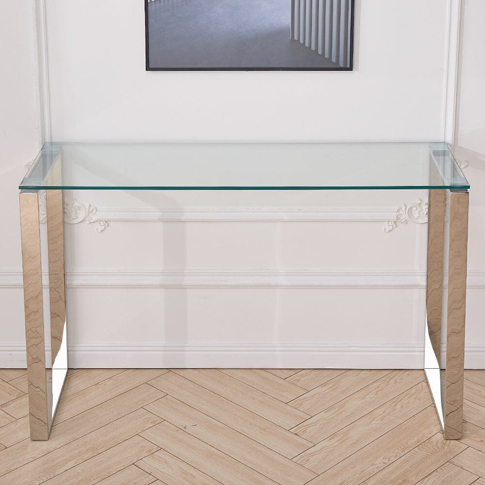 Modern Tempered Glass End Table with Chrome Base