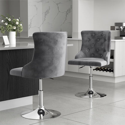 Swivel Velvet Barstool with Ajustable Lift Height