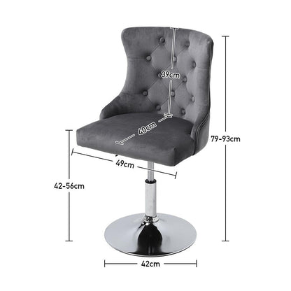 Swivel Velvet Barstool with Ajustable Lift Height