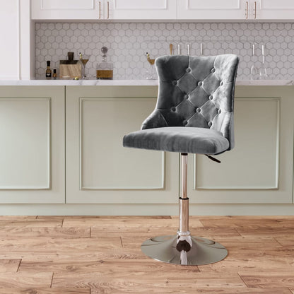 Swivel Velvet Barstool with Ajustable Lift Height