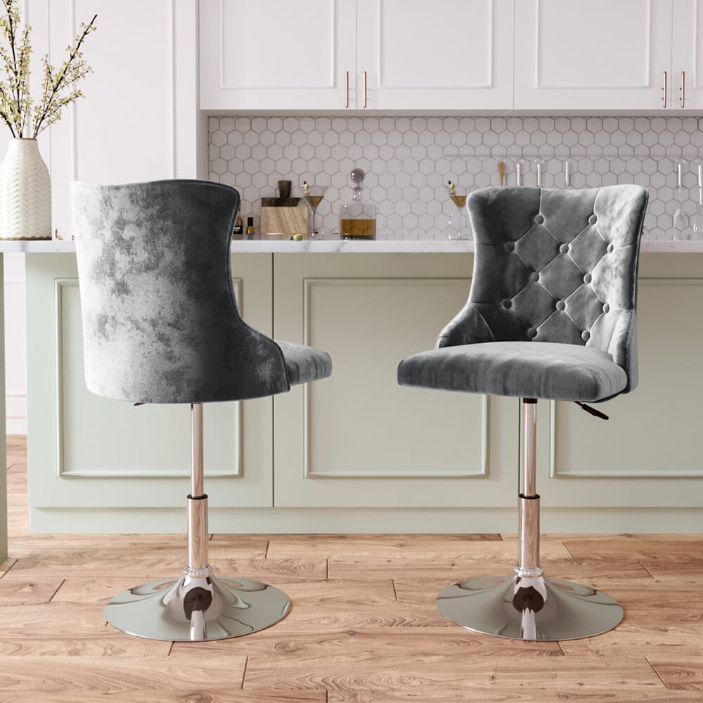 Swivel Velvet Barstool with Ajustable Lift Height