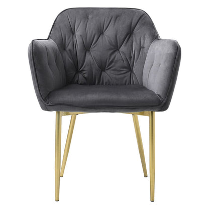 Stylish Gray Dining Chair with Gold Spray-Painted Legs and Velvet Upholstery