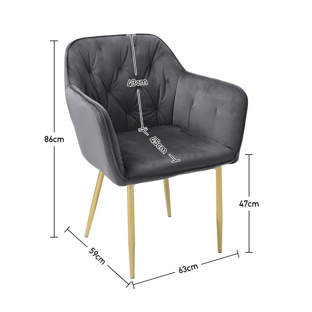 Stylish Gray Dining Chair with Gold Spray-Painted Legs and Velvet Upholstery