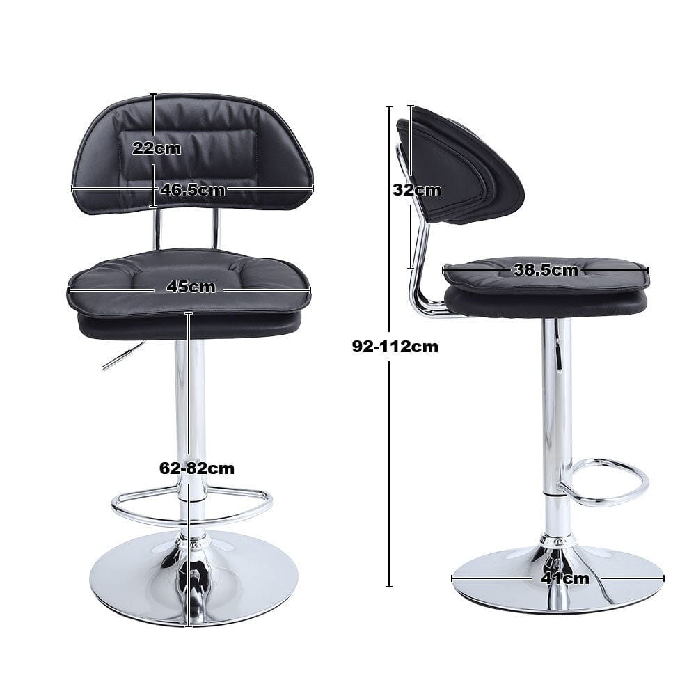 Stylish Black Adjustable Bar Stool with Cloud-Shaped PU Upholstery