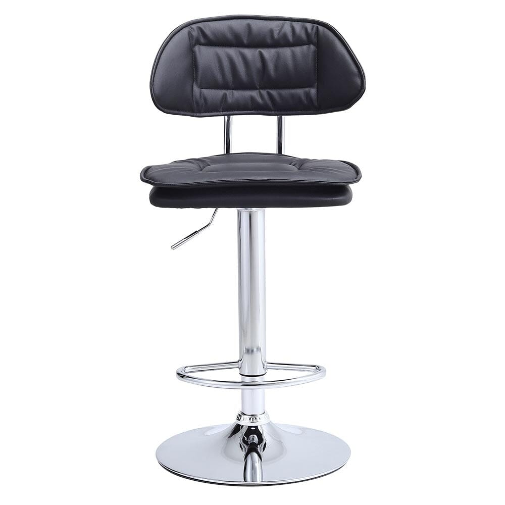 Stylish Black Adjustable Bar Stool with Cloud-Shaped PU Upholstery