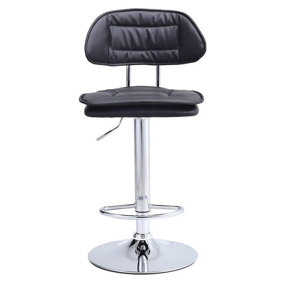 Stylish Black Adjustable Bar Stool with Cloud-Shaped PU Upholstery