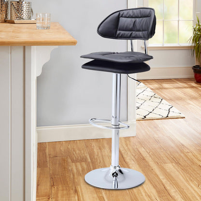 Stylish Black Adjustable Bar Stool with Cloud-Shaped PU Upholstery