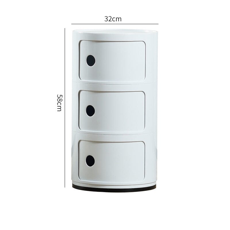 58cm Height Cylindrical 3-Tier Plastic Storage 3 Drawer Unit