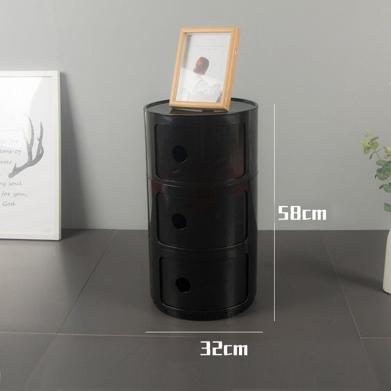 58cm Height Cylindrical 3-Tier Plastic Storage 3 Drawer Unit