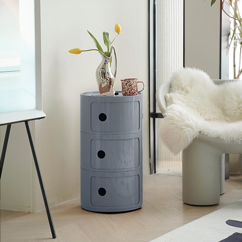 58cm Height Cylindrical 3-Tier Plastic Storage 3 Drawer Unit
