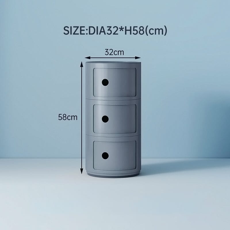 58cm Height Cylindrical 3-Tier Plastic Storage 3 Drawer Unit