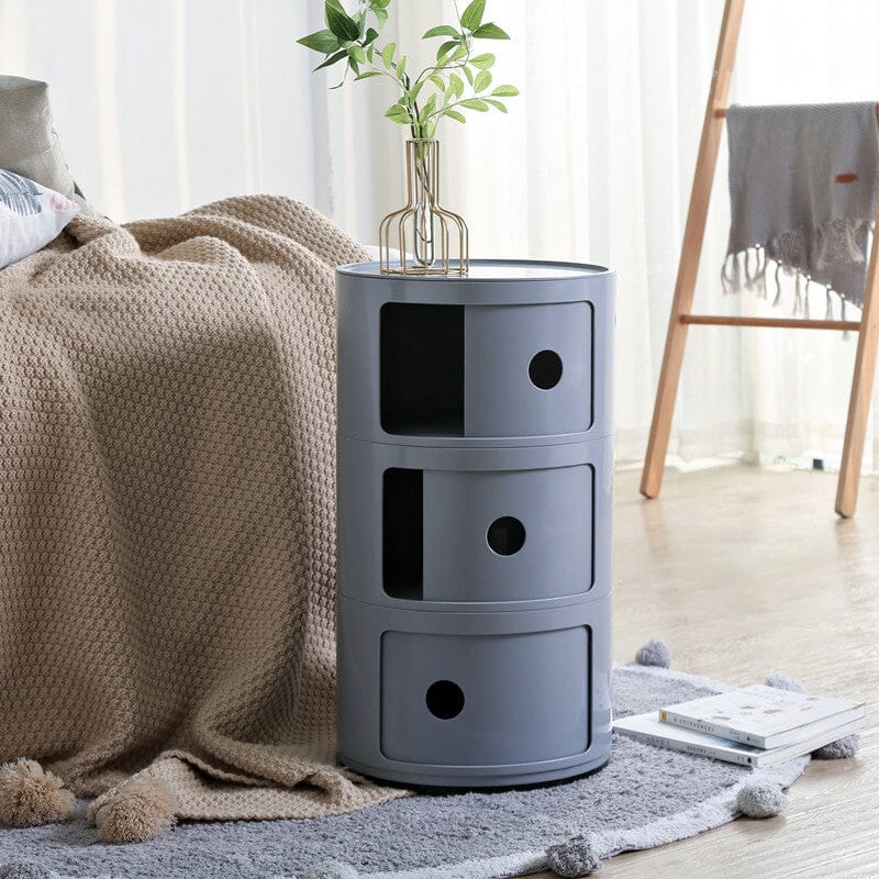 58cm Height Cylindrical 3-Tier Plastic Storage 3 Drawer Unit