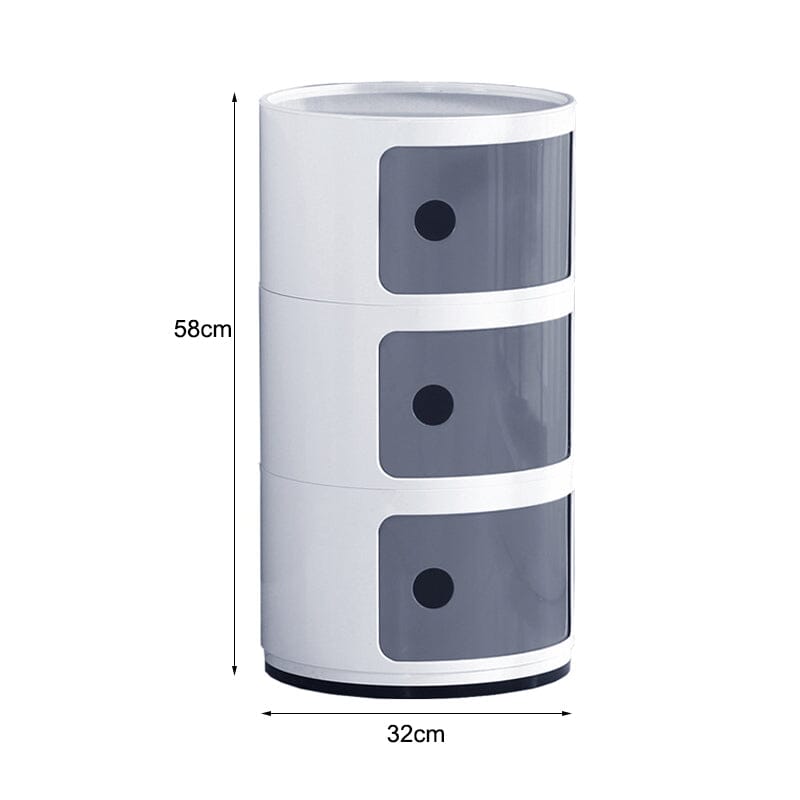 58cm Height Cylindrical 3-Tier Plastic Storage 3 Drawer Unit