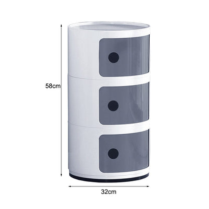 58cm Height Cylindrical 3-Tier Plastic Storage 3 Drawer Unit