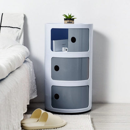 58cm Height Cylindrical 3-Tier Plastic Storage 3 Drawer Unit