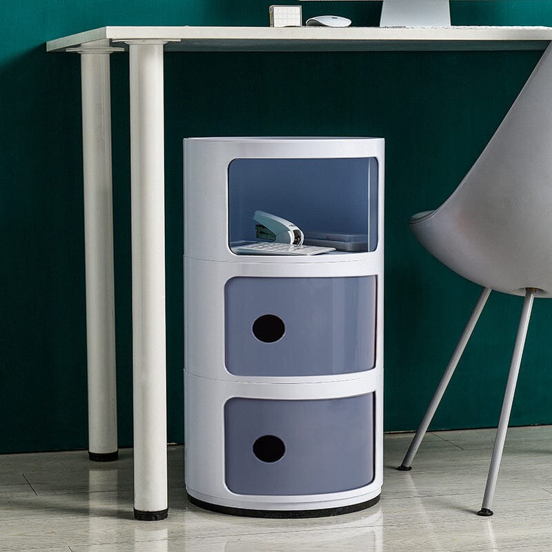 58cm Height Cylindrical 3-Tier Plastic Storage 3 Drawer Unit