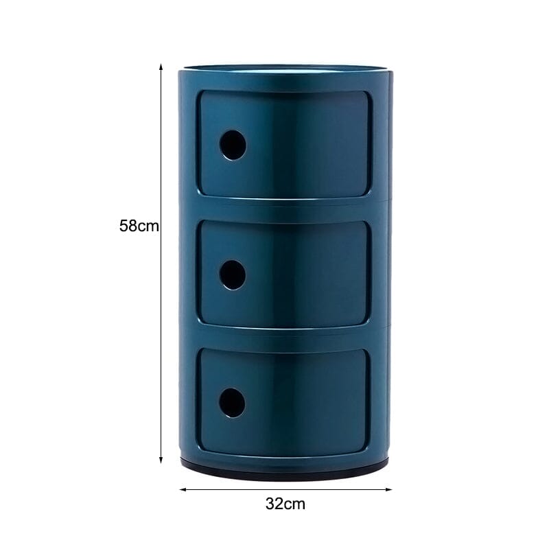 58cm Height Cylindrical 3-Tier Plastic Storage 3 Drawer Unit