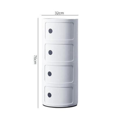 76cm Height Cylindrical 4-Tier Plastic Storage Drawer Unit