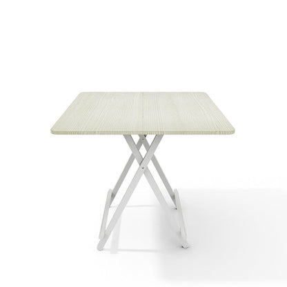 White Wooden Folding Dining Table with Metal Legs