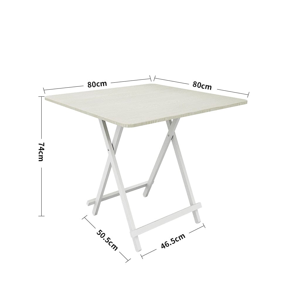 White Wooden Folding Dining Table with Metal Legs