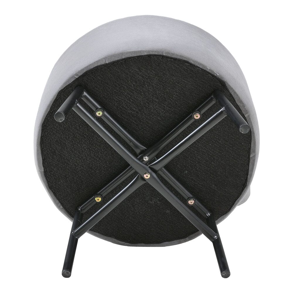 Contemporary Velvet Storage Ottoman with Metal Legs