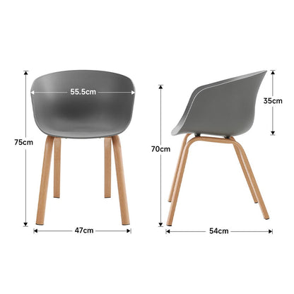 Modern Gray Plastic Chair with Heat Transfer-Printed Legs, Set of Four