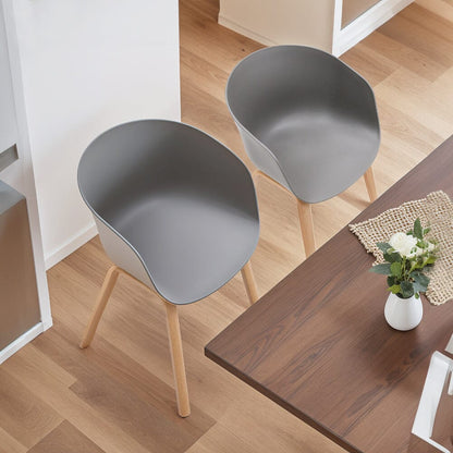 Modern Gray Plastic Chair with Heat Transfer-Printed Legs, Set of Four