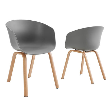 Modern Gray Plastic Chair with Heat Transfer-Printed Legs, Set of Four