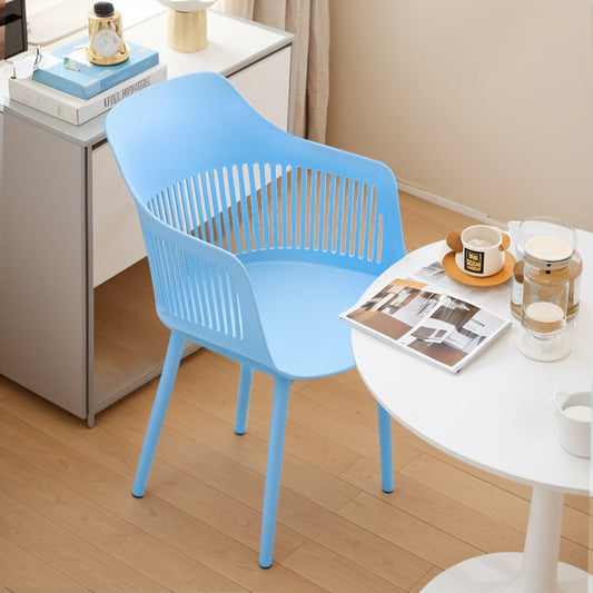 Vibrant Blue Plastic Chair, Set of Four, Durable and Lightweight