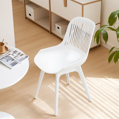 Classic White Plastic Chair, Set of Four, Durable and Lightweight