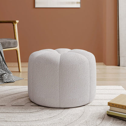 Round Shape Teddy Fabric Footstool