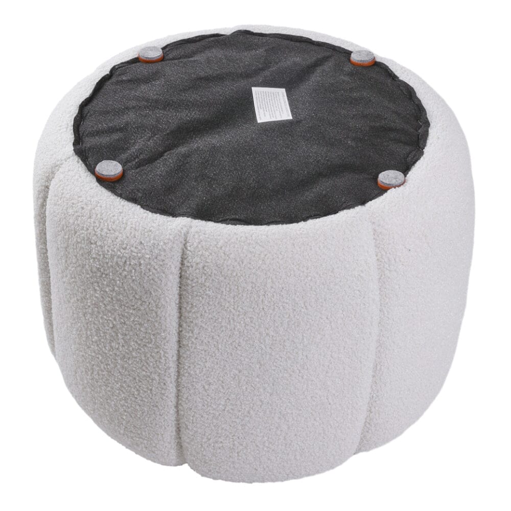 Round Shape Teddy Fabric Footstool