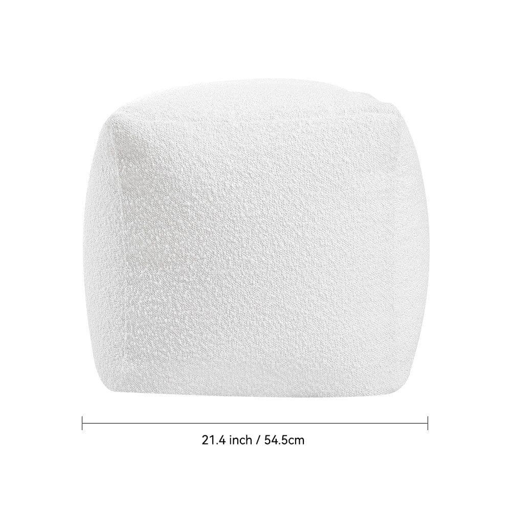 White Textured Fabric Square Footstool