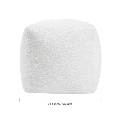 White Textured Fabric Square Footstool