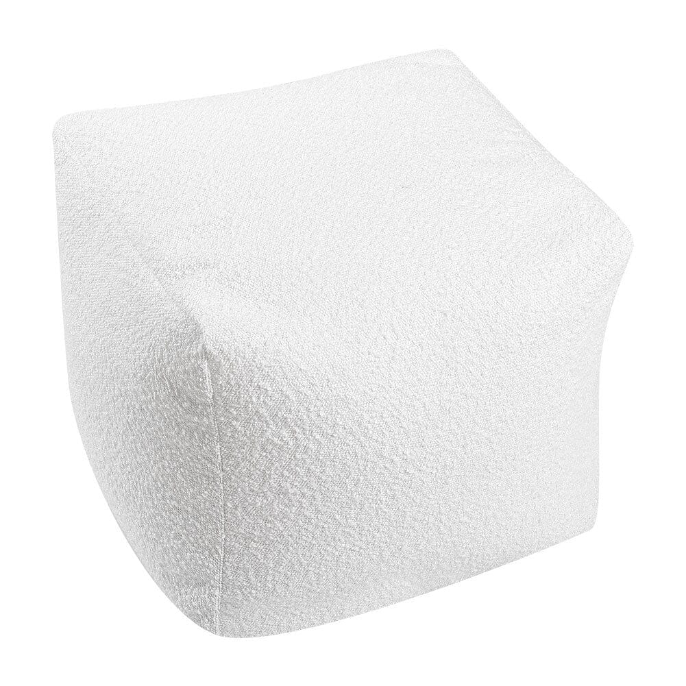 White Textured Fabric Square Footstool